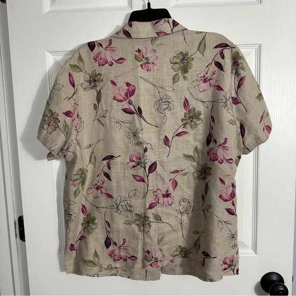 Style & Co. 100% linen floral shirt, size 18, button front, summer, breathable - Picture 9 of 9